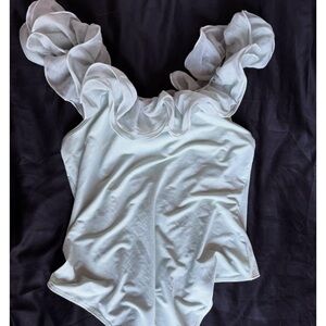 Light Teal Ruffled Women's Top